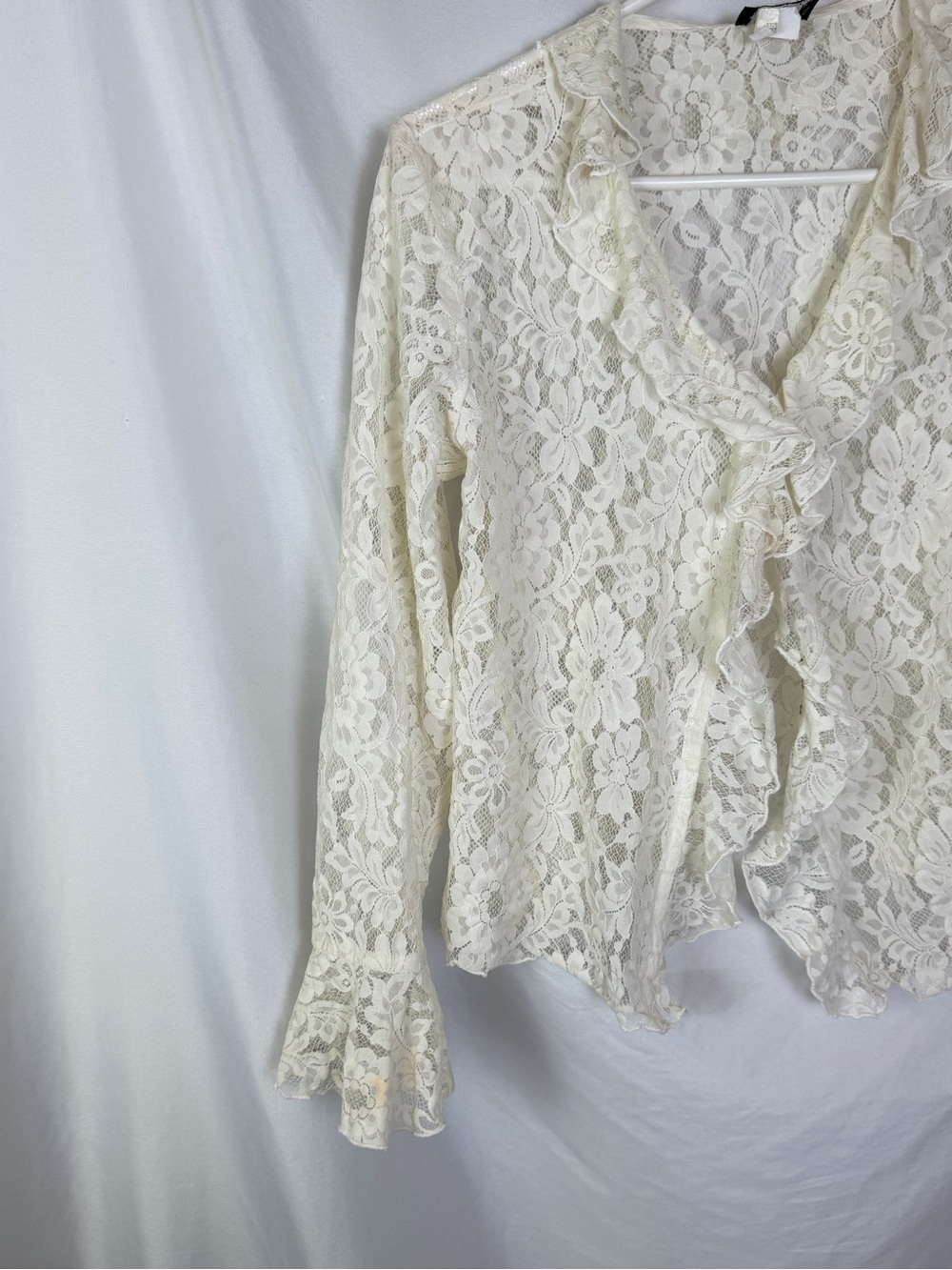 INC International Concepts Ivory Lace Tie-Front Blouse - Picture 5 of 7